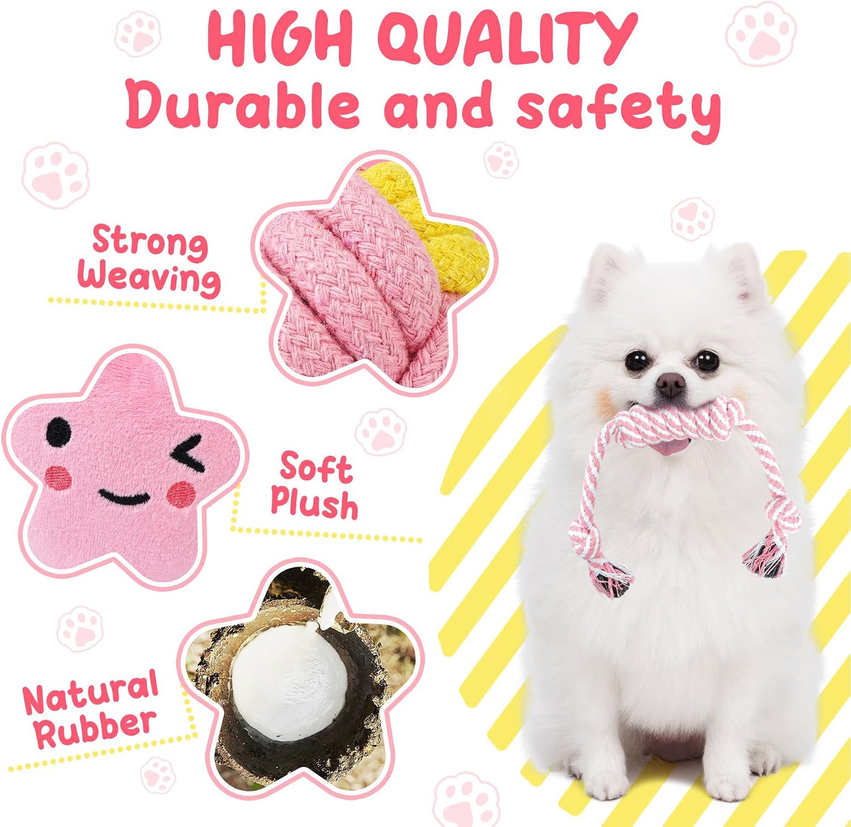 Pink Puppy Toys for Boredom - 23 Pack Puppy Chew Toys for Teething, Interactive Dog Toys for Puppies, Cute Small Dog Toys with Treat Ball, Squeaky Dog Chew Toys and Ropes
