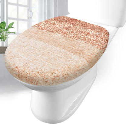 Soft Microfiber Bathroom Toilet Lid Cover, 17.5x15, Peach