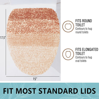 Soft Microfiber Bathroom Toilet Lid Cover, 17.5x15, Peach