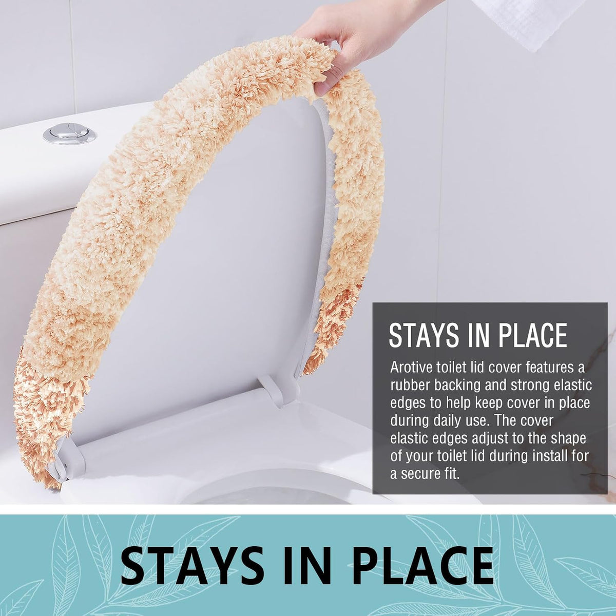 Soft Microfiber Bathroom Toilet Lid Cover, 17.5x15, Peach