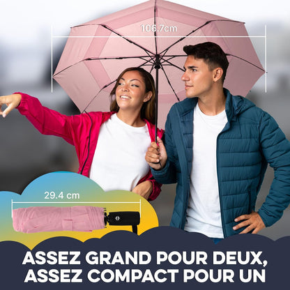 Travel Umbrella Compact - Small Umbrella for Backpack & Purse, Portable Automatic Umbrellas for Rain, Windproof, Reinforced Fiberglass Ribs, Water-Repellent Teflon