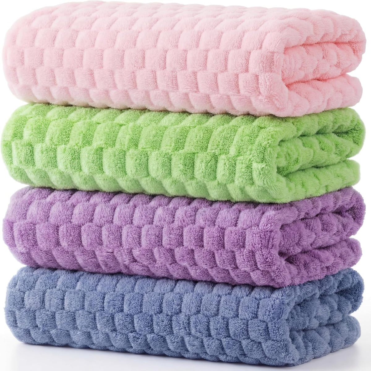 4 Pcs Extra Large Bath Towels Set 35 x 70 Inches Coral Fleece Oversized Bathroom Towel Quick Dry and Absorbent Bath Sheet for Bathroom Shower Gym Beach Yoga Sport Spa(Pink,Blue,Green,Purple)
