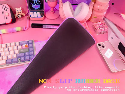 RGB Cherry Blossom Gaming Mouse Pad Pink 31.5x12 Inch PC XL Large Extended Glowing Led Light Up Desk Pad Non-Slip Rubber Base Computer Keyboard and Mouse Pad Cute Mousepad
