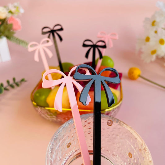 Pink Bow Cocktail Picks 20PCS Cute Fruit Skewers Fancy Toothpicks for Appetizers Drinks Sandwich Cupcake Dessert Food Bowknot Sticks for Coquette Birthday Party Decorations (Pink)