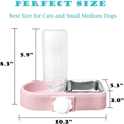 JiangYanus Crate Dog Bowl, Kennel Dog Food Water Bowl Set with Automatic Water Dispenser Detachable Stainless Steel Bowl, Hanging Pet Cage Feeder for Small Dogs Cat Puppies and Small Animals (Blue)