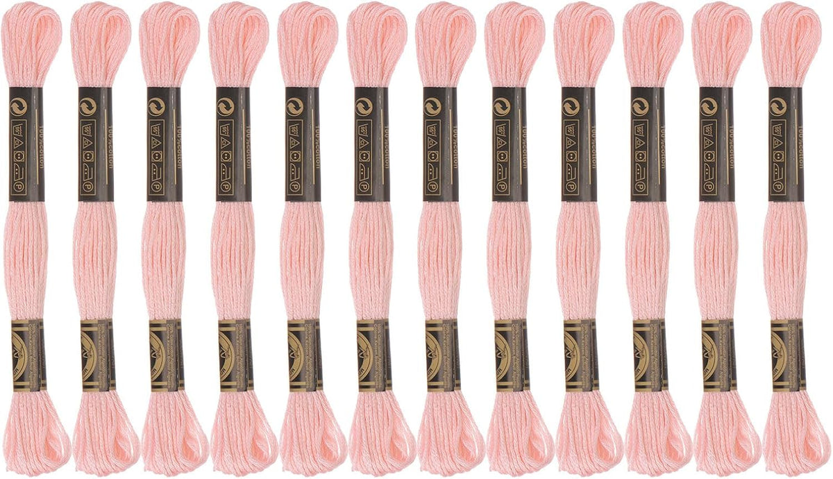 12 Skeins Embroidery Floss 8m Each Egyptian Long Fiber Cotton Cross Stitch Thread 26S/2x6 for Embroidery Projects Bracelet, Peach