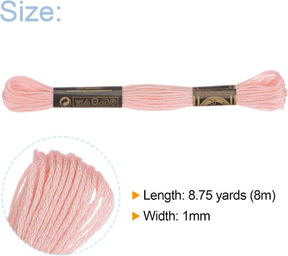 12 Skeins Embroidery Floss 8m Each Egyptian Long Fiber Cotton Cross Stitch Thread 26S/2x6 for Embroidery Projects Bracelet, Peach