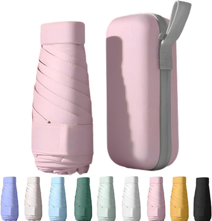 Mini Travel Sun Umbrella for Purse, UPF 50+ with Case