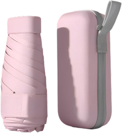 Mini Travel Sun Umbrella for Purse, UPF 50+ with Case