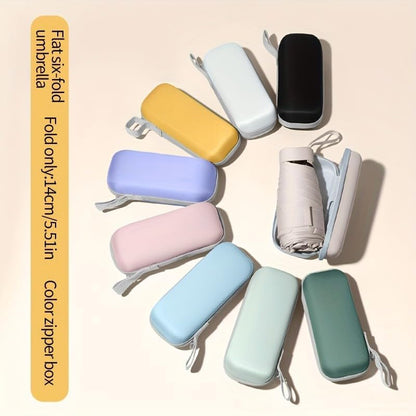 Mini Travel Sun Umbrella for Purse, UPF 50+ with Case
