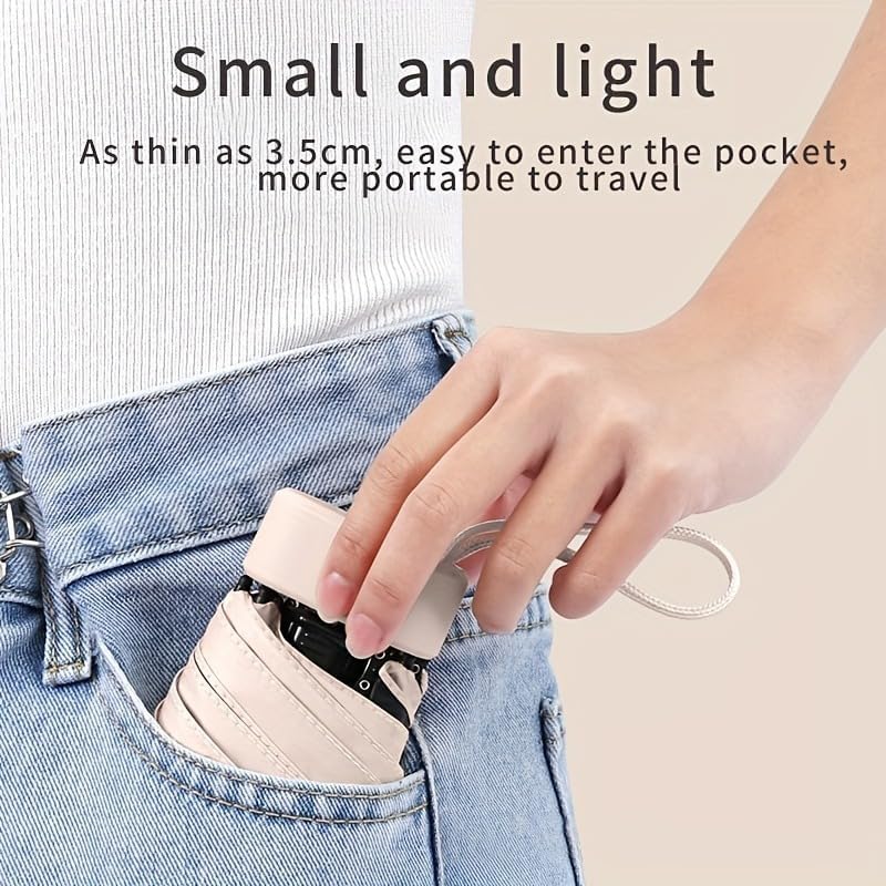 Mini Travel Sun Umbrella for Purse, UPF 50+ with Case