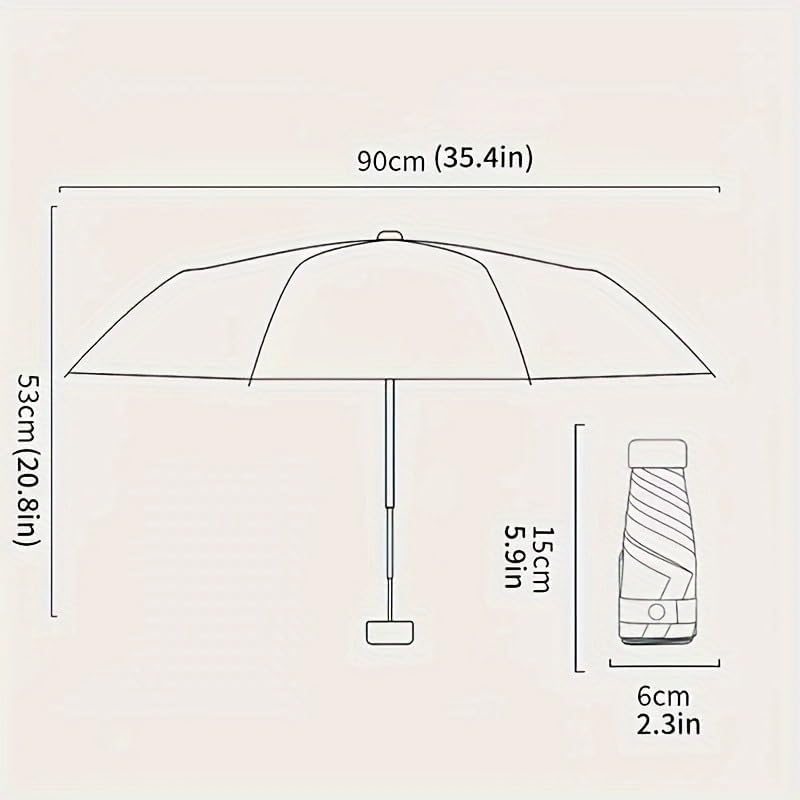 Mini Travel Sun Umbrella for Purse, UPF 50+ with Case