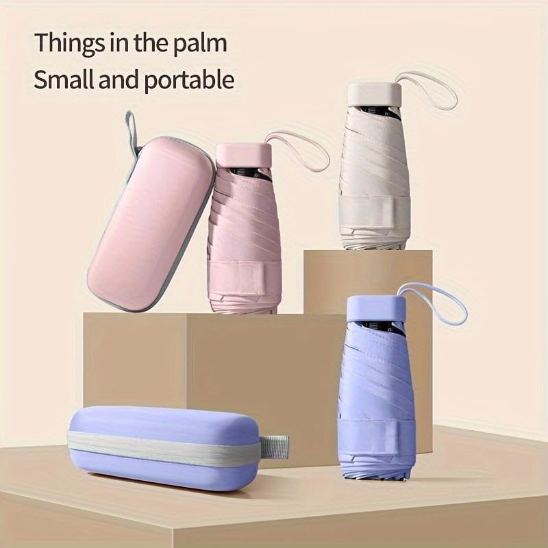 Mini Travel Sun Umbrella for Purse, UPF 50+ with Case