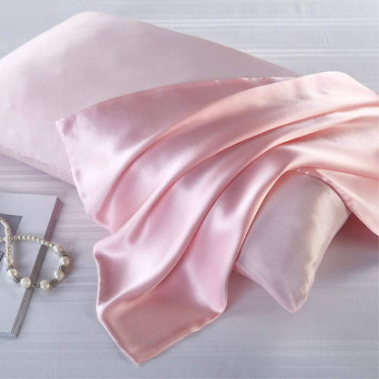 Luxury Satin Pillowcase with Zipper (Silky Satin Pillow Case for Hair) Set of 2pcs (Pink, Queen(20by30inch))