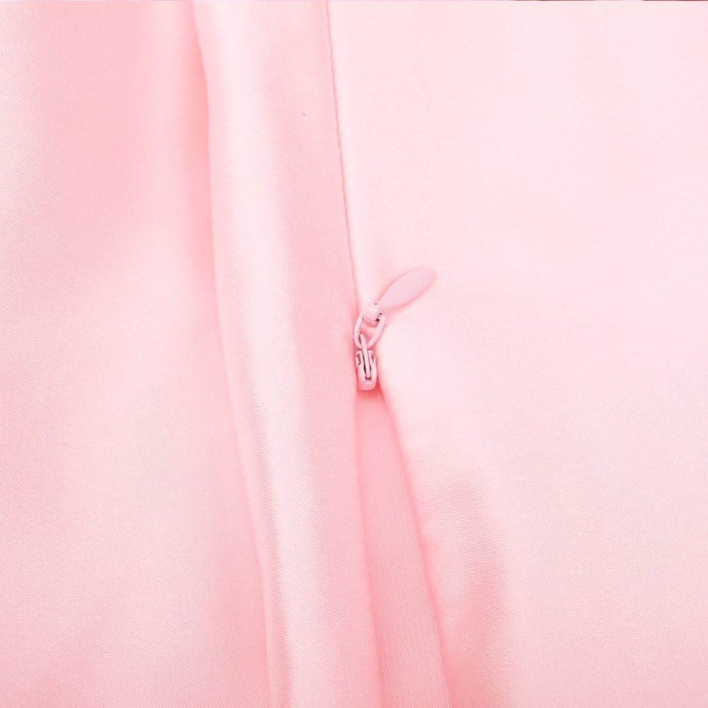 Luxury Satin Pillowcase with Zipper (Silky Satin Pillow Case for Hair) Set of 2pcs (Pink, Queen(20by30inch))