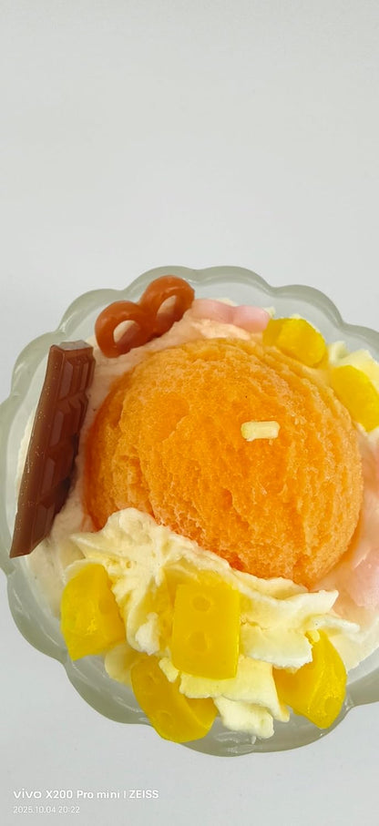 Ice Cream Aromatherapy Candles, Glass Goblet, Decorative Dessert Shape, Fruits Fragrance, Birthday Festival Party Mother Gift (Fragrant Peach)