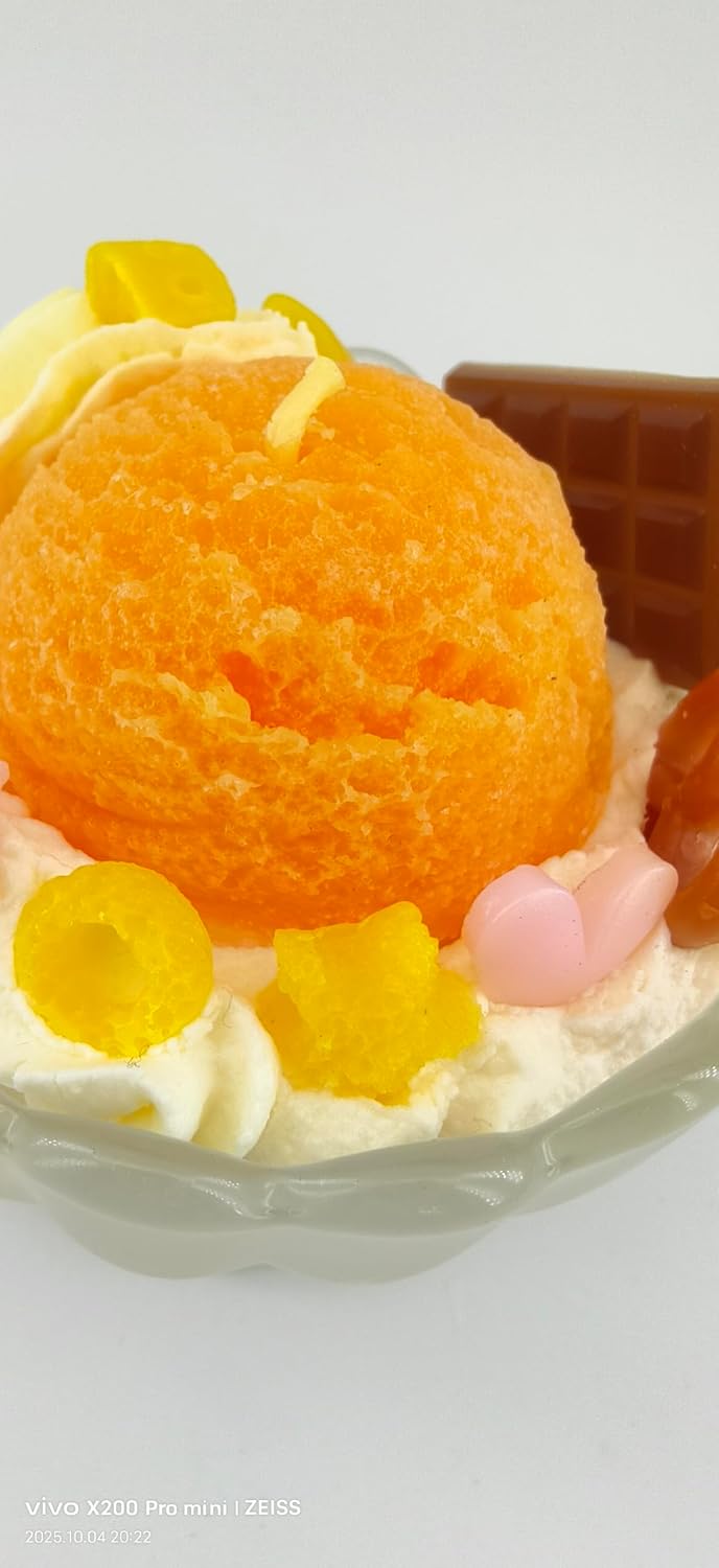 Ice Cream Aromatherapy Candles, Glass Goblet, Decorative Dessert Shape, Fruits Fragrance, Birthday Festival Party Mother Gift (Fragrant Peach)