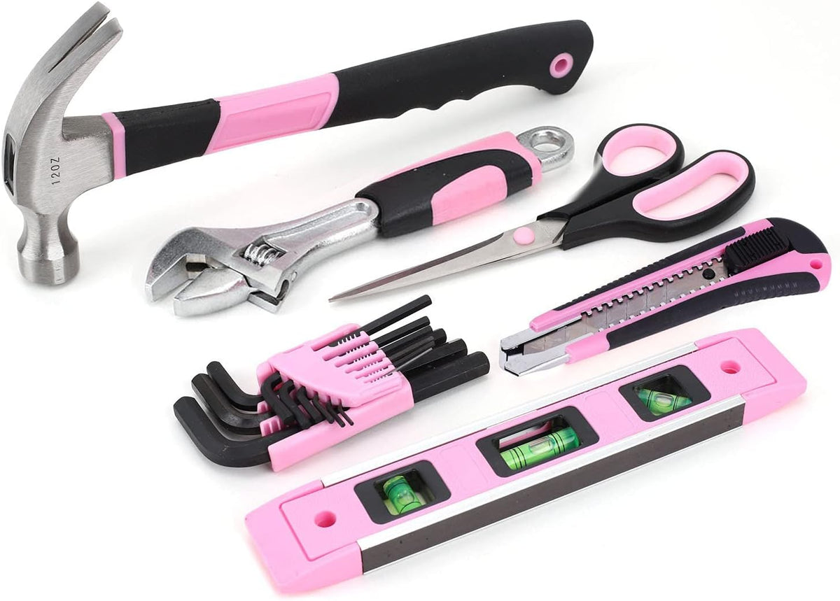 220-Piece Pink Tool Set, Home Repairing Tool Kit for Women