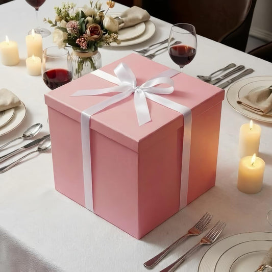 Matte Pink Large Gift Box 1Pcs 12x12x11 Inch,Gift Box with Lid for Presents Birthdays,Christmas Valentine's Day,Mother's Day, with Ribbon Card Envelope Shredded Paper Fill