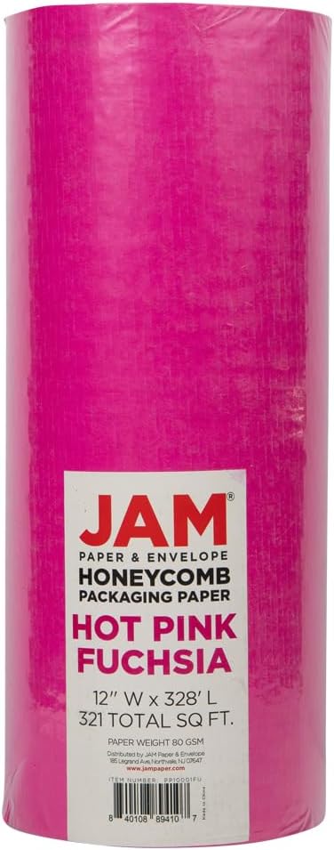 Honeycomb Packing Paper Roll - 12" x 328' - Fuchsia Pink - 328 Sq Ft - 80 GSM - Roll Sold Individually