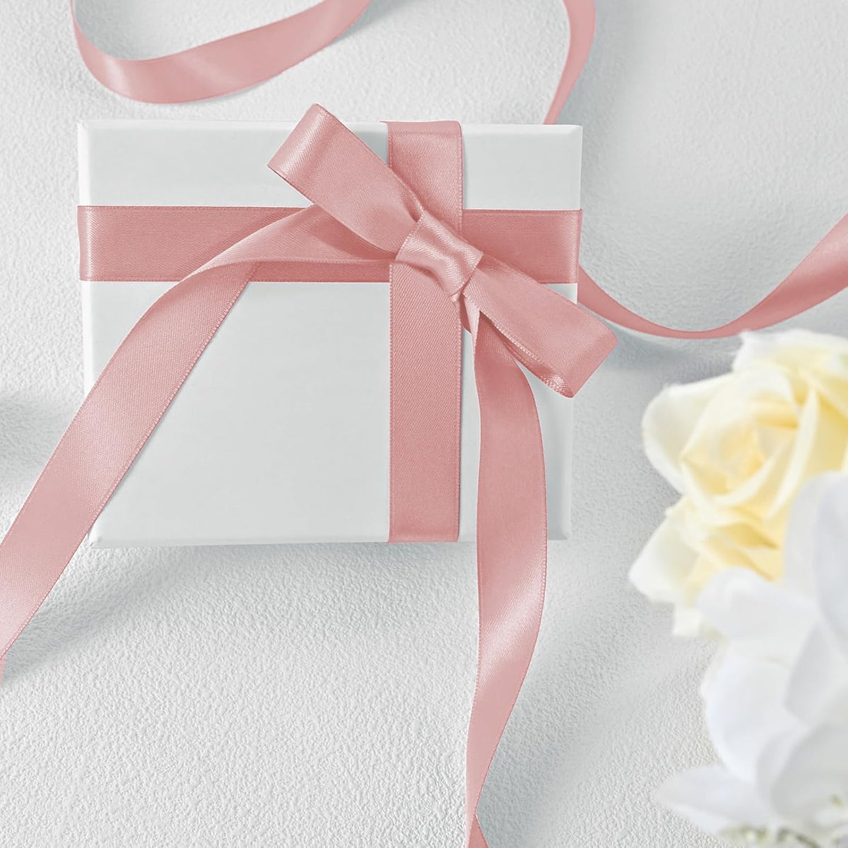 5/8 inch Wide 100 Yards Double Face Peach Satin Ribbon Fabric Ribbon for Gift Wrapping Very Suitable for Weddings Decoration Bouquet Balloons Arts Craft Sewing Hair Bow Invitation