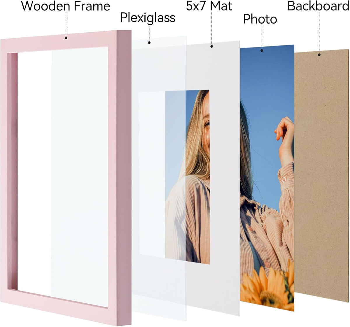 8x10 Picture Frames Set of 4, for Wall or Tabletop, Pale Pink