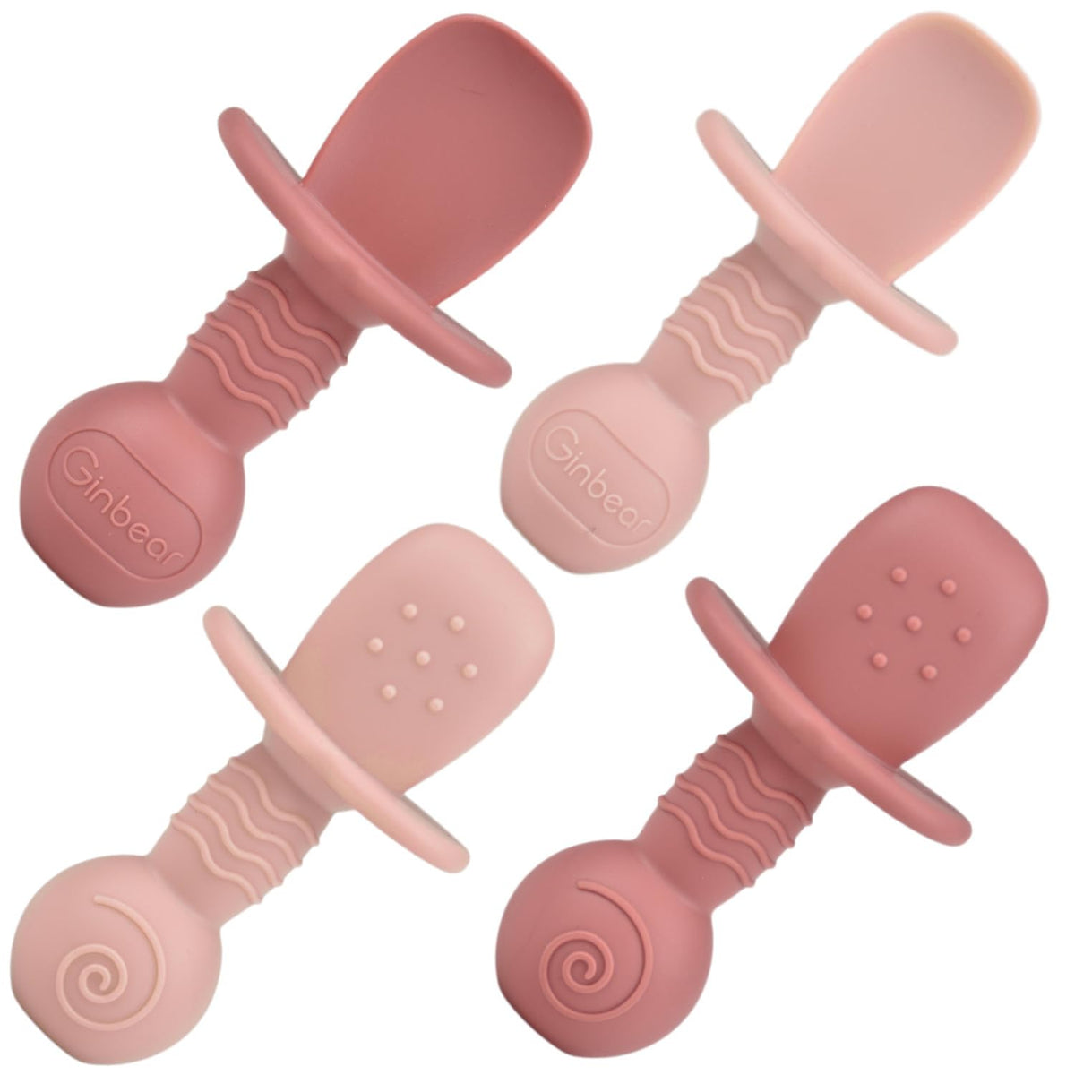 Platinum Silicone Baby Spoons 6 M+ Pack of 4 (Mauve/Pink)