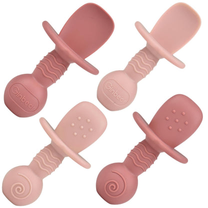 Platinum Silicone Baby Spoons 6 M+ Pack of 4 (Mauve/Pink)
