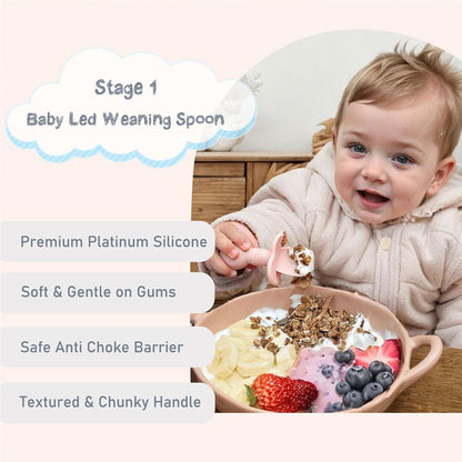 Platinum Silicone Baby Spoons 6 M+ Pack of 4 (Mauve/Pink)