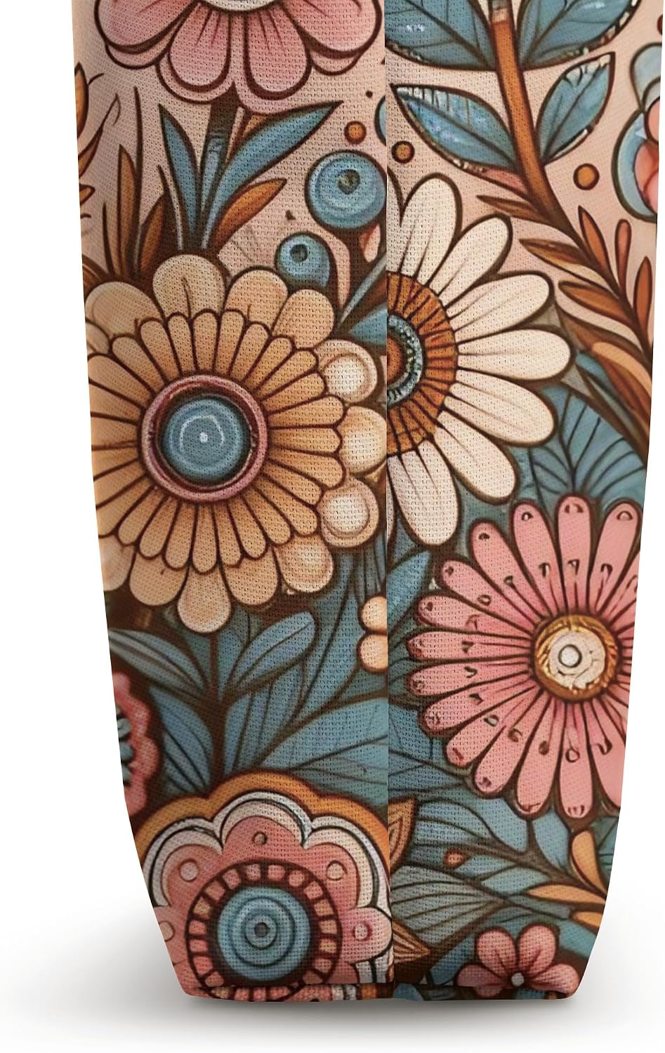 Retro Flowers Meadow Floral Groovy 70s Peach Pink Tote Bag
