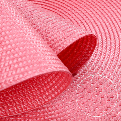 14.96 Inch Round Woven Placemats Set of 6, Natural Heat Resistant Washable Non-Slip Table Mats in Pink