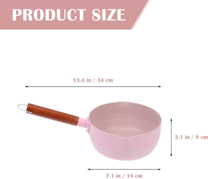 Pink 18cm Maifan Stone Saucepan Food Cooking Pot Milk Warmer Pan Lightweight Aluminum Kitchen Stockpot for Home Use
