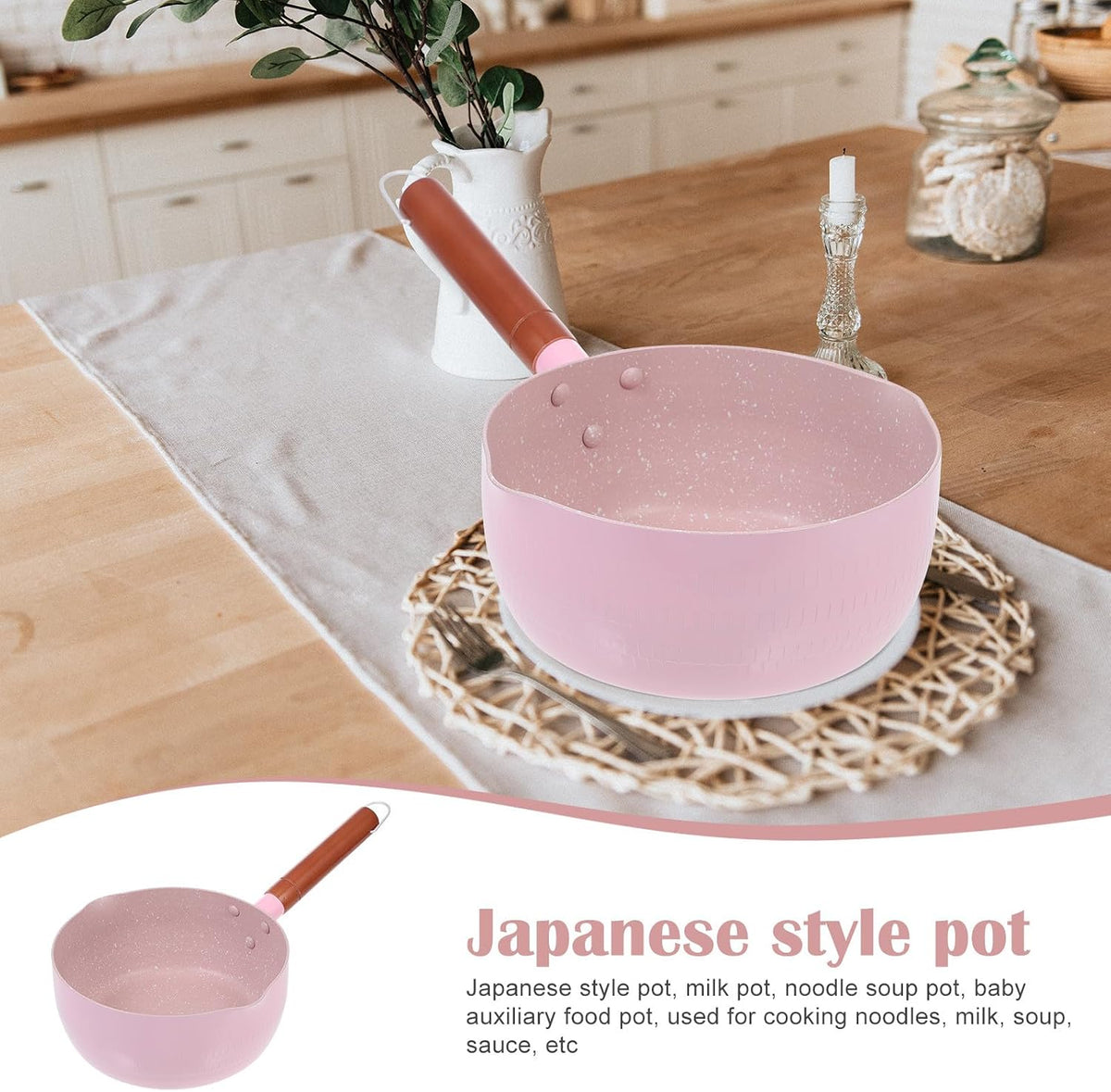 Pink 18cm Maifan Stone Saucepan Food Cooking Pot Milk Warmer Pan Lightweight Aluminum Kitchen Stockpot for Home Use