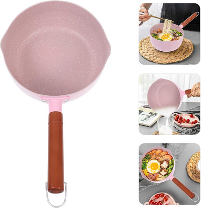 Pink 18cm Maifan Stone Saucepan Food Cooking Pot Milk Warmer Pan Lightweight Aluminum Kitchen Stockpot for Home Use