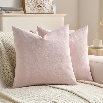 Pack of 2 Velvet Throw Pillow Covers 18x18 Inch, Pink