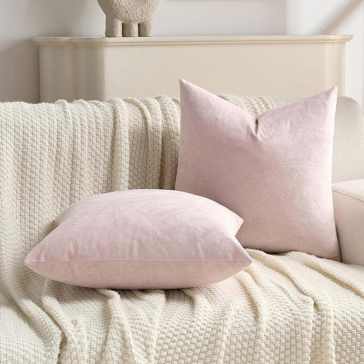 Pack of 2 Velvet Throw Pillow Covers 18x18 Inch, Pink