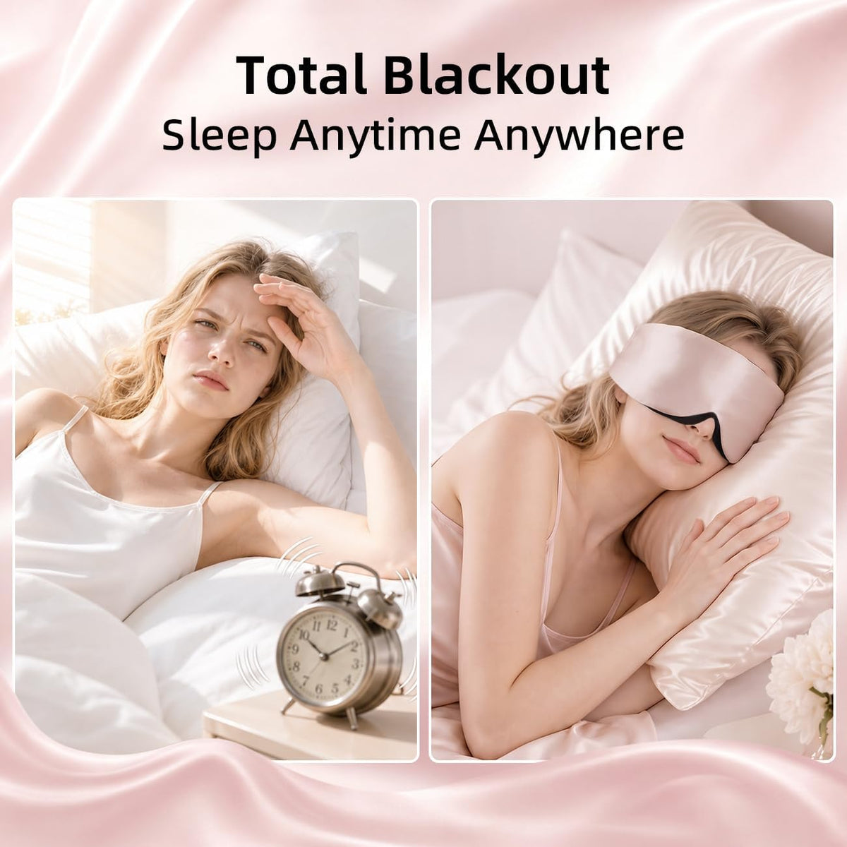 ® 3D Contoured Silk Sleep Mask, Total Blackout&Zero Eye Pressure