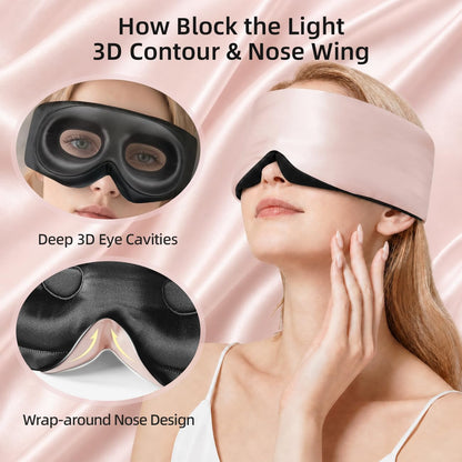 ® 3D Contoured Silk Sleep Mask, Total Blackout&Zero Eye Pressure