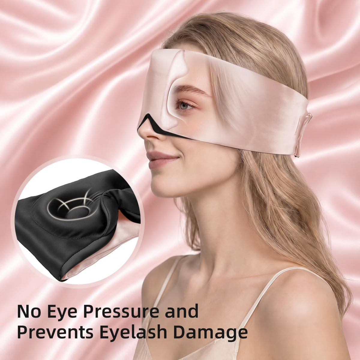 ® 3D Contoured Silk Sleep Mask, Total Blackout&Zero Eye Pressure