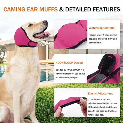 SEIS Calming Dog Ears Cover,Swimming Waterproof Pet Ear Cap for Bath,Pink,M