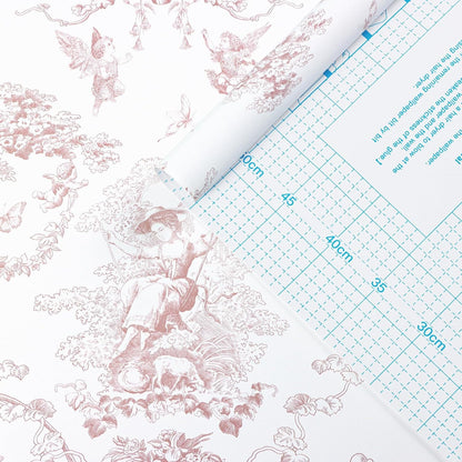 Peel and Stick Wallpaper Pink and White Wallpaper Vintage Toile Wall Paper for Bathroom Bedroom Living Room French Self Adhesive Removable Contact Paper for Cabinets 17.3"×78.7" Vinyl Rolls