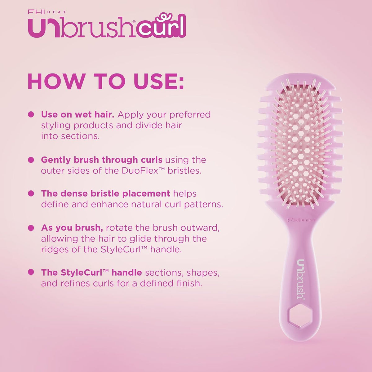 FHI Heat UNbrush Curl Detangling Brush for use on Wet Hair Only