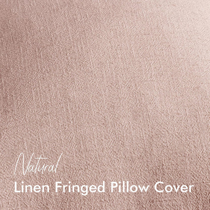 Linen Fringe Throw Pillow Covers 18x18 Inch Set of 2,Light Pink