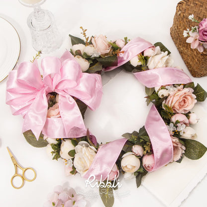Light Pink Satin Wired Ribbon 1.5 Inch Pink Christmas Ribbon for Gift Wrapping Wreaths Garland Tree Decoration Crafts Home Decor-Continous 20 Yards