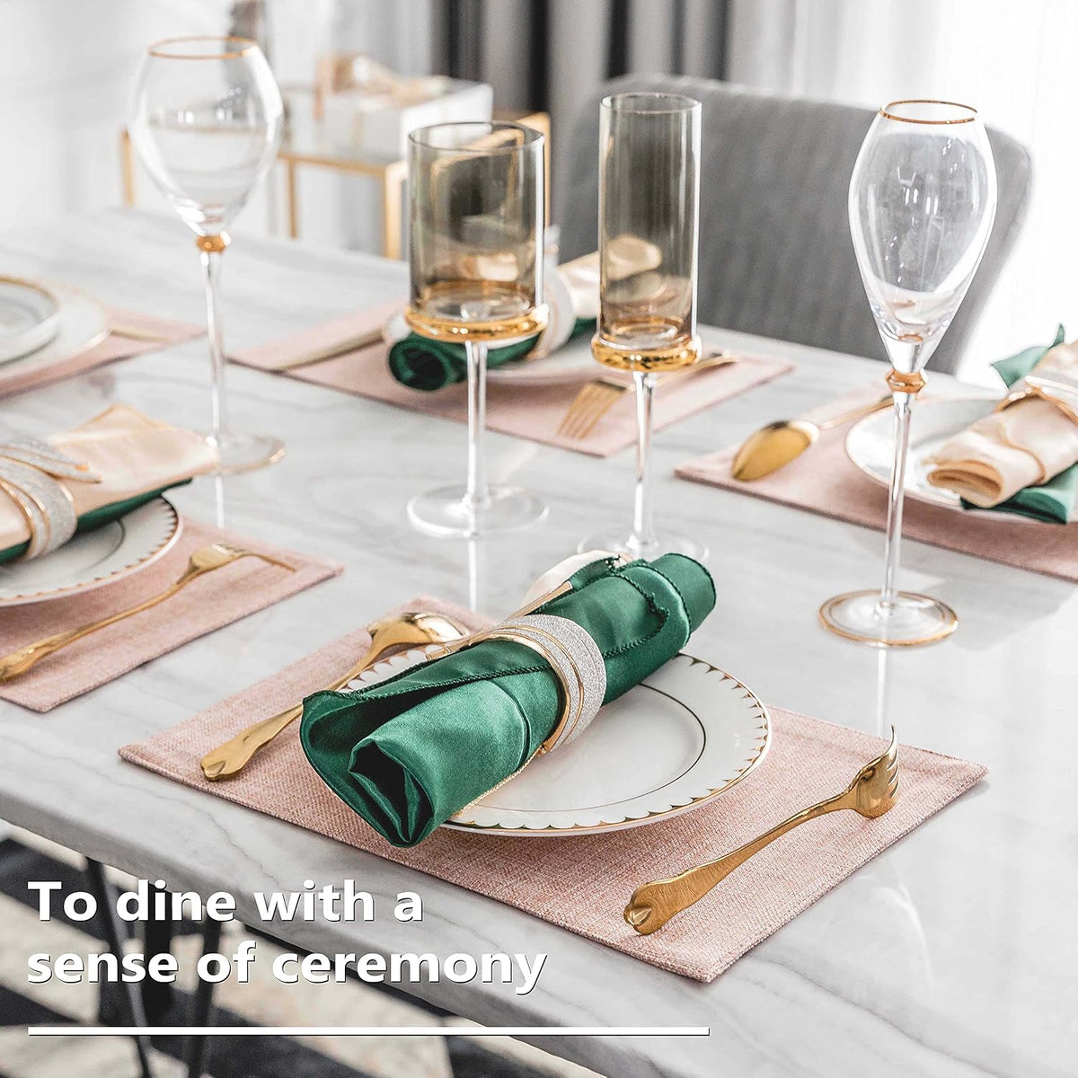 Placemats Set of 6 Pink Apricot Table Place Mats for Women Wedding Decoration Blush Placemats Washable Place Mats for Dining Kitchen Restaurant Table, Pink