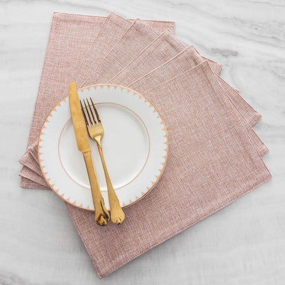 Placemats Set of 6 Pink Apricot Table Place Mats for Women Wedding Decoration Blush Placemats Washable Place Mats for Dining Kitchen Restaurant Table, Pink
