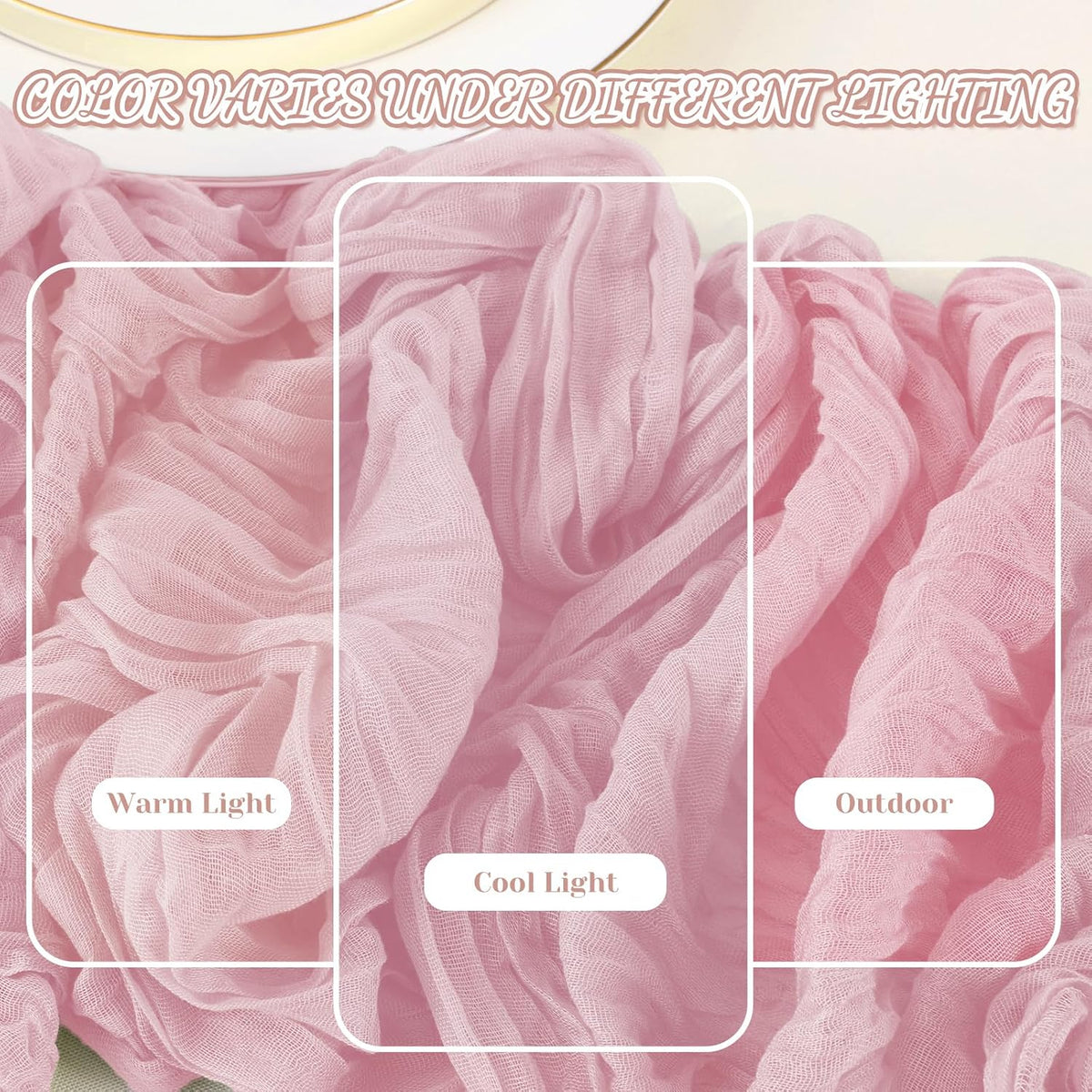 2 Pack Cheesecloth Table Runner, 120 Inch Pink Table Runner for Decor