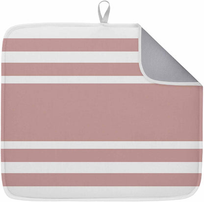 Dish Drying Mat Geometric Pattern Kitchen Counter Drying Pad for Dishes Glasses Cups and Cookware Pink Stripe Absorbent Dish Drying Mat Machine Washable Kitchen Accessories 18" x 24"