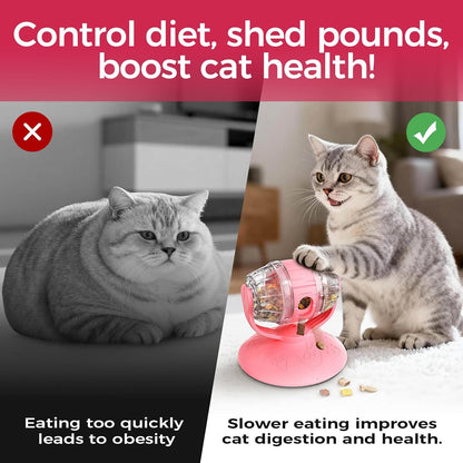 Cats Slow Feeder 4.6" High Cat & Dog Dry Food Dispenser Toy with Wine Barrel Spinner, Treat Dispenser for Boredom & Anxiety Relief, IQ Training for Small/Medium Pets (Pink)