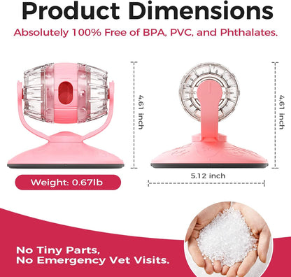 Cats Slow Feeder 4.6" High Cat & Dog Dry Food Dispenser Toy with Wine Barrel Spinner, Treat Dispenser for Boredom & Anxiety Relief, IQ Training for Small/Medium Pets (Pink)